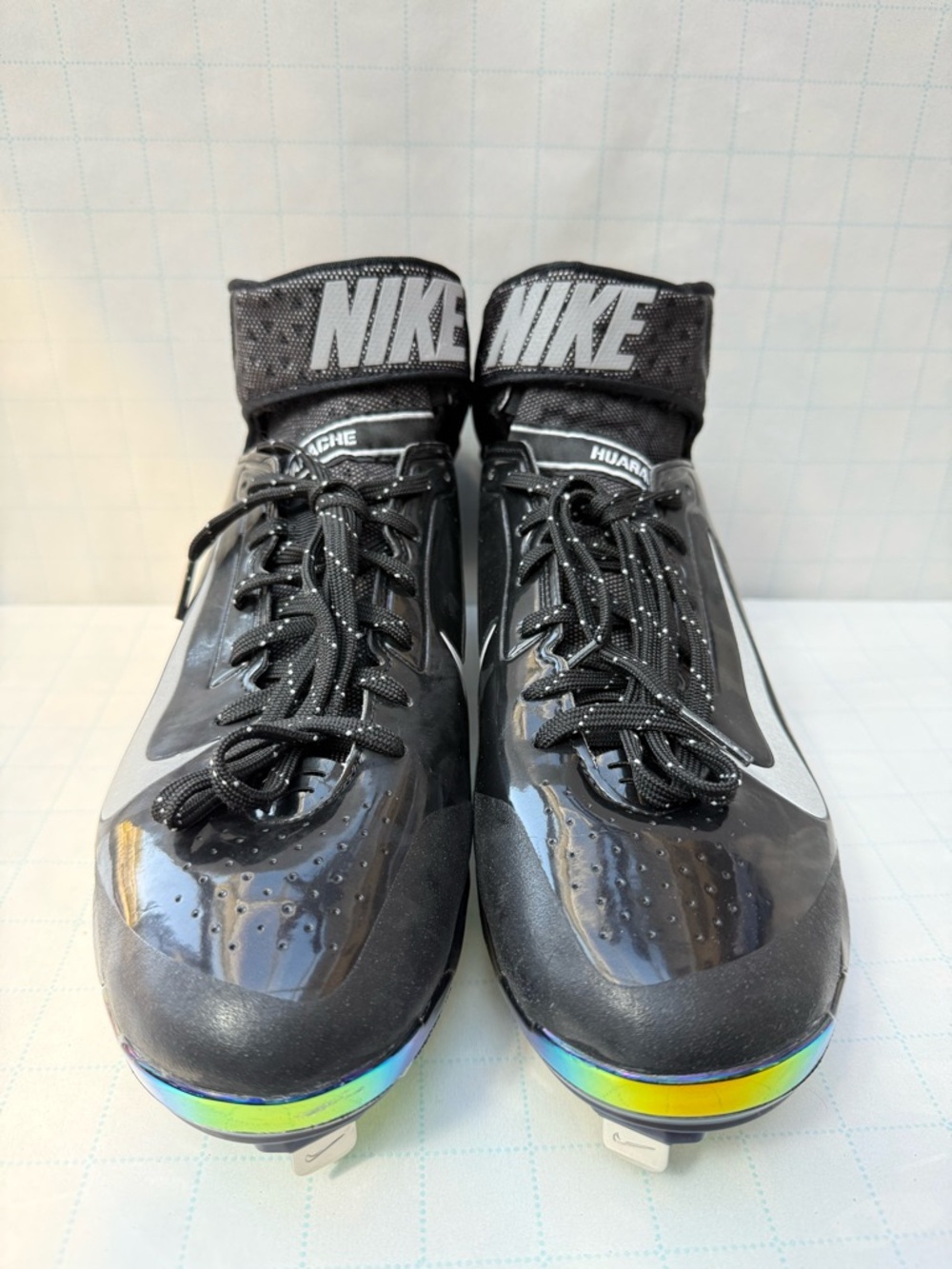 Nike Huarache High Top Baseball Cleats - Size 10 - Rainbow Undersole - NWT - Picture 11 of 11